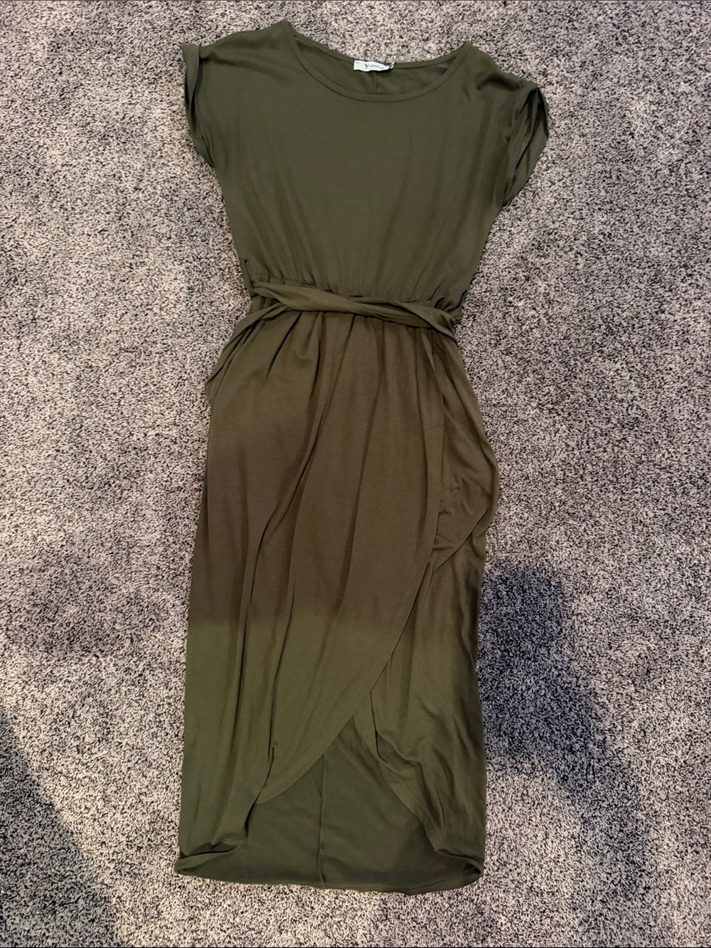Olive Green Wrap-Front Women's Dress